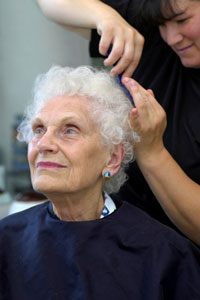 Resident Having Hair Done